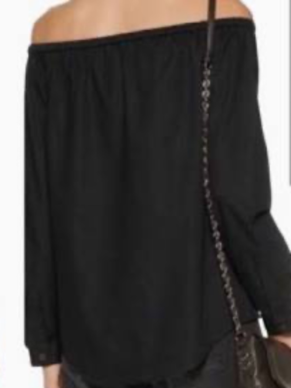 Rag & Bone Elastic Off Shoulder Long Sleeve‎ Side Button Blouse, Black, Large